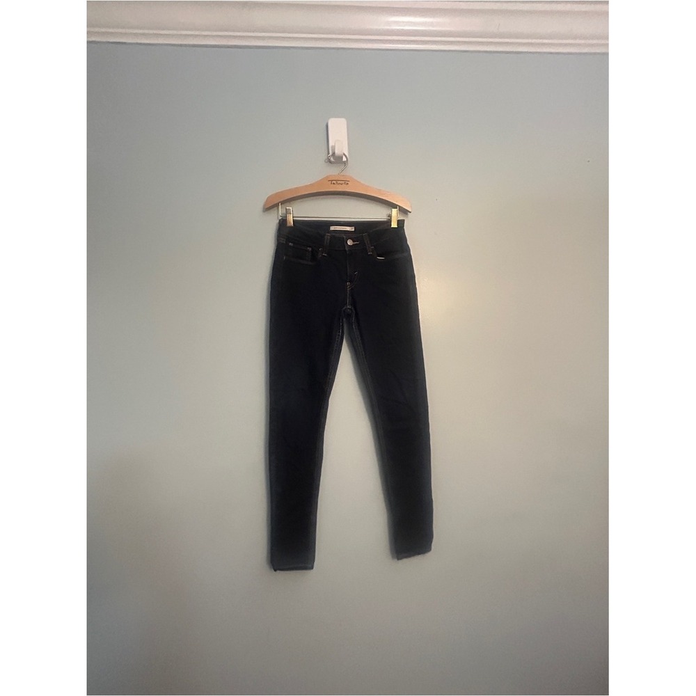GAP Dark Indigo Skinny Jeans Contrast Stitching Button-Fly Sz 27 Like New